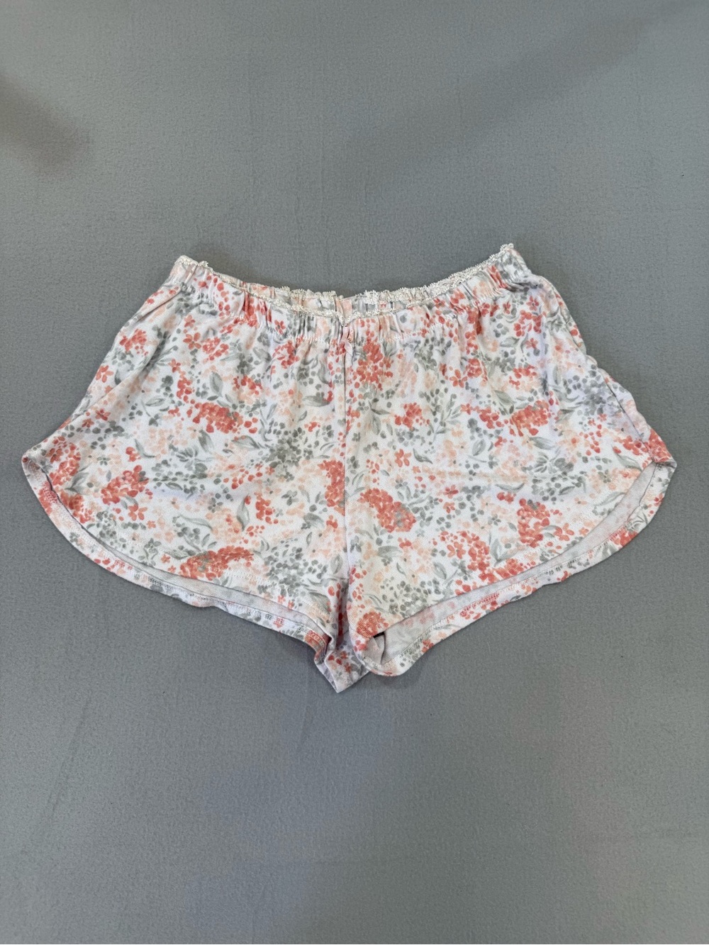Marilyn Monroe White Pajama Shorts with Coral Floral Print